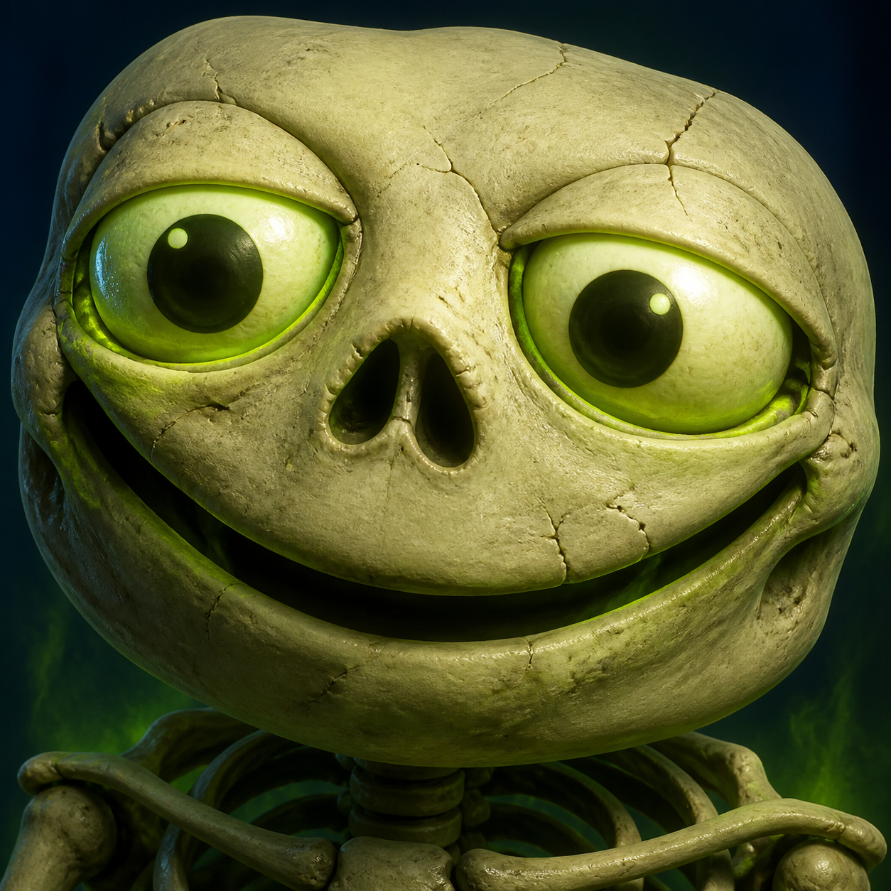 Dead Toad, an undead skeletal toad with glowing eyes